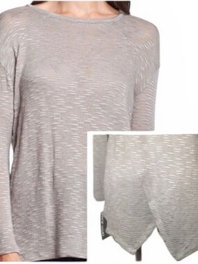 DKNY Gray Envelope Back Long Sleeve Tunic Top